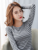 Fast Ship Basic Striped T-shirt Women Big Size S-5XL Multi Colors Casual Cotton Stretchy Long Sleeve Tops Tees Spring Autumn