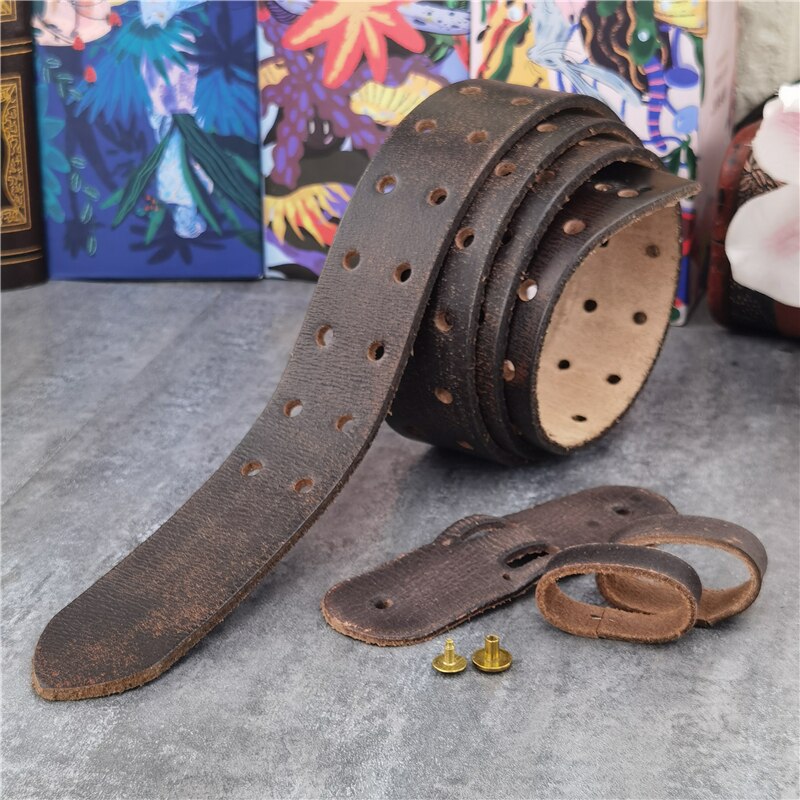 Vintage Leather Belts Without Buckles Men Belt Ceinture Homme Retro Mens Leather Belts Without Buckles 95-130CM SP07