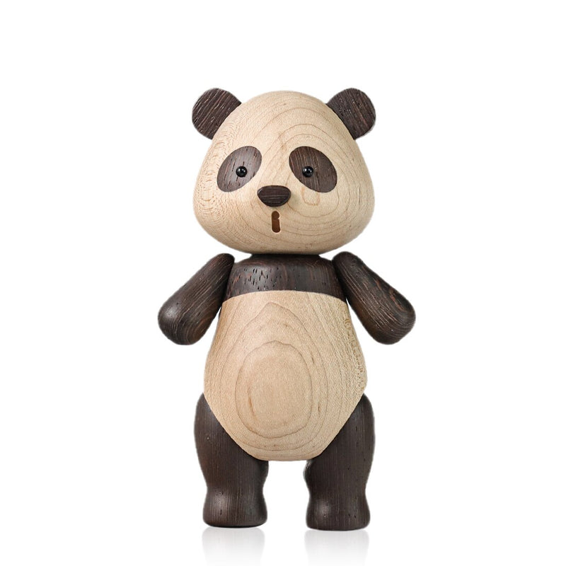 Luxury Wooden Panda Figurines Quality Original Animal Miniature Wood Sculpture Decorative Living Room Ornament Birthday Gift New