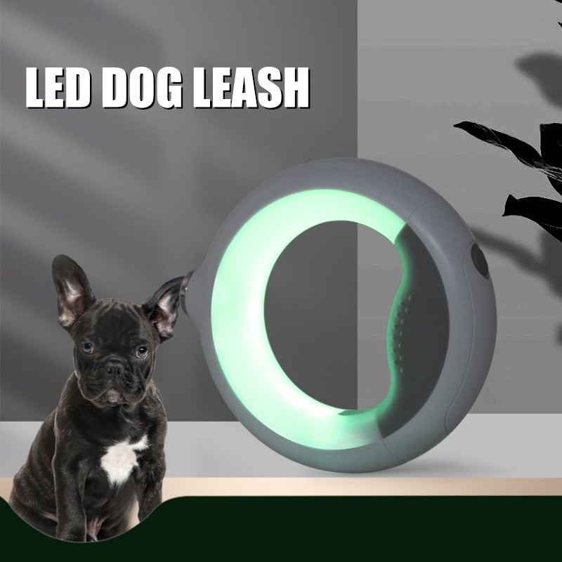 Correa retráctil para perro, luz LED luminosa, cuerda para ruleta, correa para perro mascota, correas largas automáticas de 3M para perros pequeños y grandes