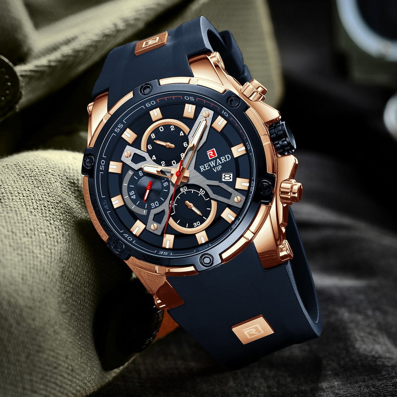 2022 nuevos relojes de recompensa para hombre, reloj deportivo de cuarzo con cronógrafo de marca de lujo superior impermeable azul para hombre, reloj de pulsera militar para hombre