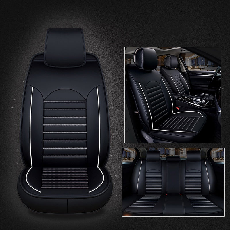 PU Leather Car Seat Cover Universal Auto Chair Front Rear Back Waterproof Cushion Protector Four Season Accessories Interior