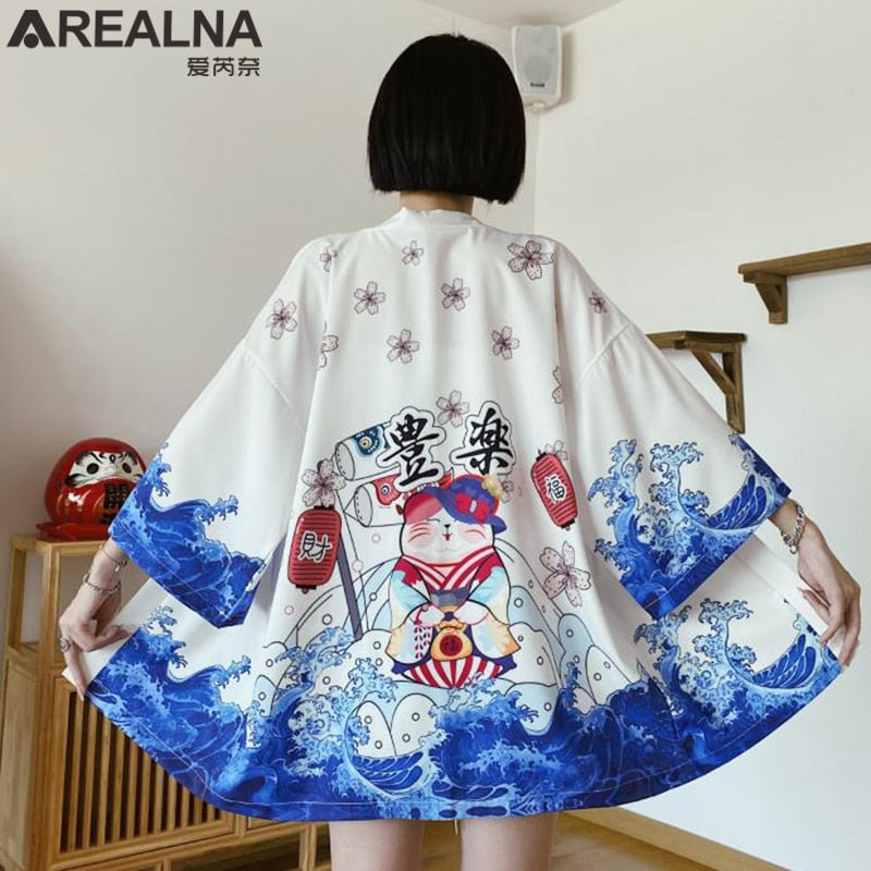 Dragon Anime Kimono Beach Girls Cosplay Dress Shirts New Korean Sunscreen Japanese Kimono Traditional Clothing Hombre Yukata Man