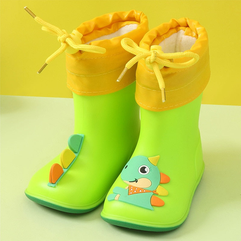 Children Rain Boots Rubber Boots Kids Water Shoes PVC Baby Cartoon Waterproof  Non-slip  Warm Winter