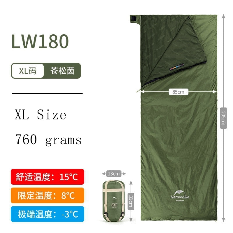 Naturehike Splicing Envelope Sleeping Bag Ultralight Adult Portable Outdoor Camping Hiking Sleeping Bags Spring Autumn