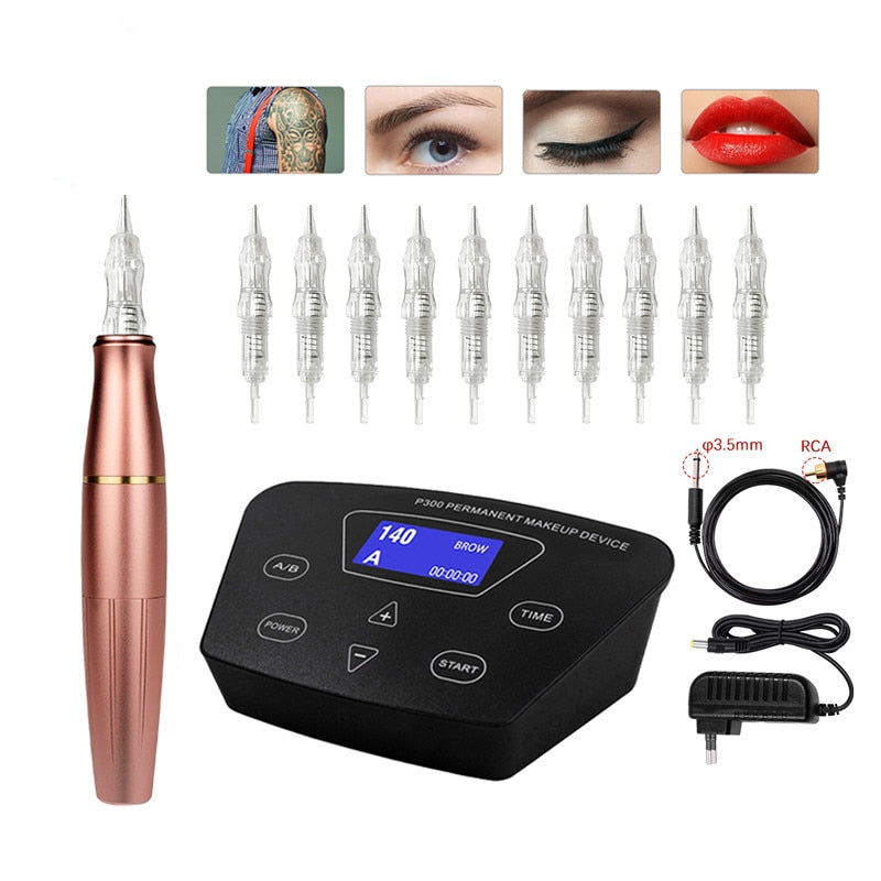 Máquina de tatuaje profesional Biomaser, pluma rotativa para maquillaje permanente, Kit de máquina DIY para Microblading de labios y cejas con aguja de tatuaje