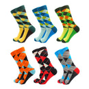 6-12 Pairs Colorful Cotton Fashion Casual Women and Men Funny Socks Stripe Grid Geometry Fun Dress Socks