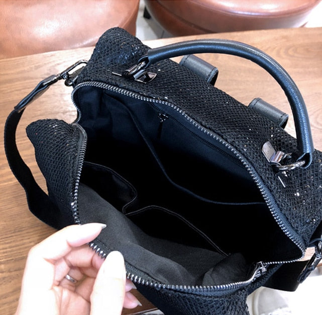 Mesh Netting Iridescent Paillette Backpack Women High Quality Sparkle Shiny Daily School Bag Female Female Bagpack Shoulder Bag