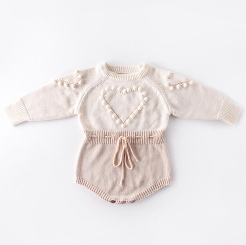 Niedliche Herbst Winter Infant Baby Mädchen Bowknot Strampler Kleidung Kinder Mädchen Langarm Strick Strampler Kleidung