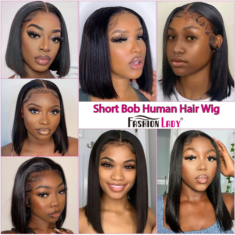 13x1 T Part Lace Wig Straight Human Hair Wigs Short Bob Wig Pre plucked Bleached Knots Remy Brazilian Hair Wigs 150 Density