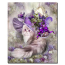 Diamond Embroidery Paintings Full Square/round Elegant Cat Purple Hat Flower Dog Animal Cross Stitch Kit Mosaic Home Decoration