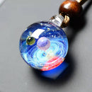 BOEYCJR Universe Glass Bead Planets Pendant Necklace Galaxy Rope Chain Solar System Design Necklace for Women
