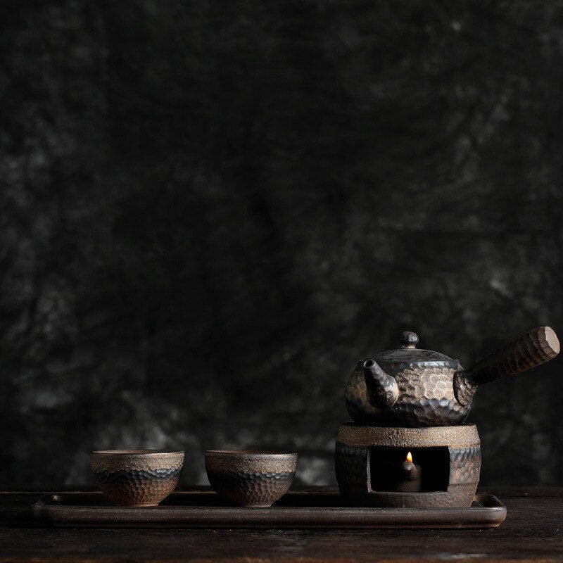 Estufa de té caliente de cerámica gruesa, calentador de té Vintage hecho a mano de estilo japonés, juego de té de Kung Fu de cerámica, juego de té caliente
