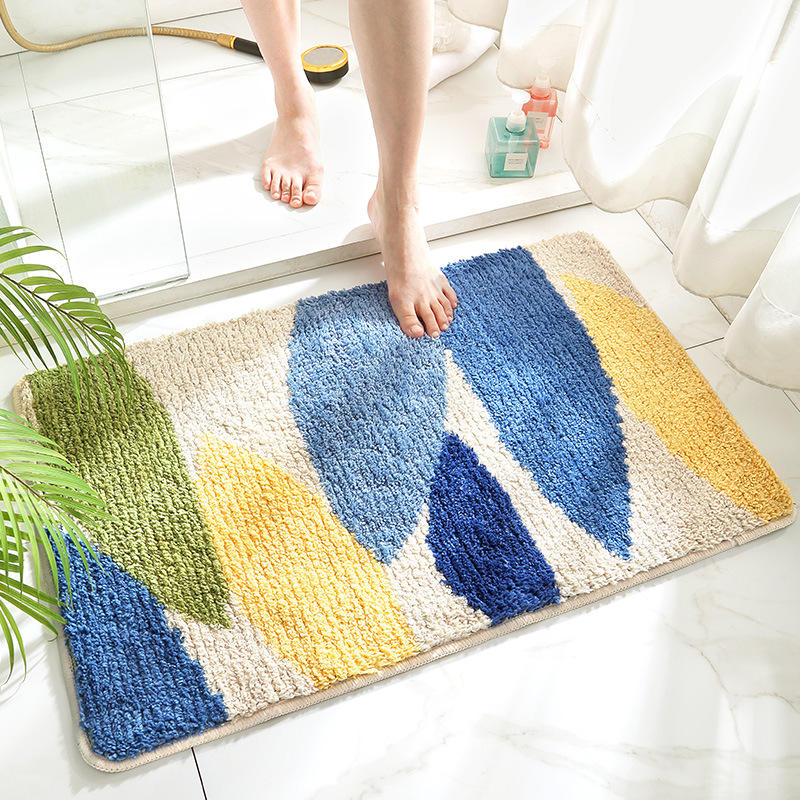 3D Plant Design Flocking Bathroom Mat 1pcs Absorbent Floor Carpet Doormat Bath Mats Home Hallway Mat Toilet Rug Kitchen Carpets