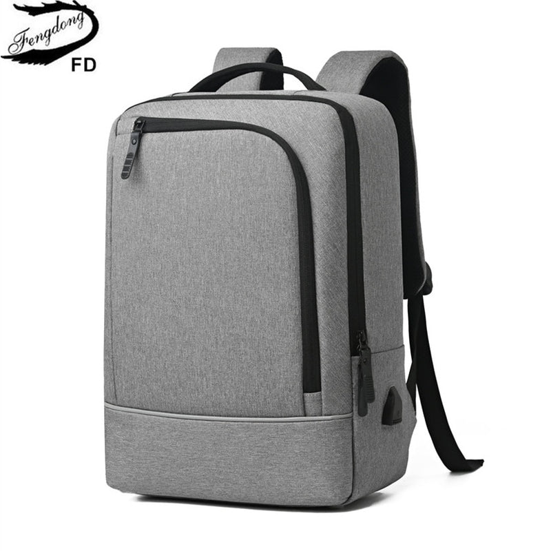 Fengdong waterproof school backpack for teenagers boy usb charge bagpack male bags college student backpack for school book bag