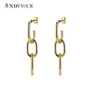 ANDYWEN 925 Sterling Silver Gold Ovals Long Chain Circle Hoops Loops Round Piercing Pendiente Women Ohrringe Earring Jewelry