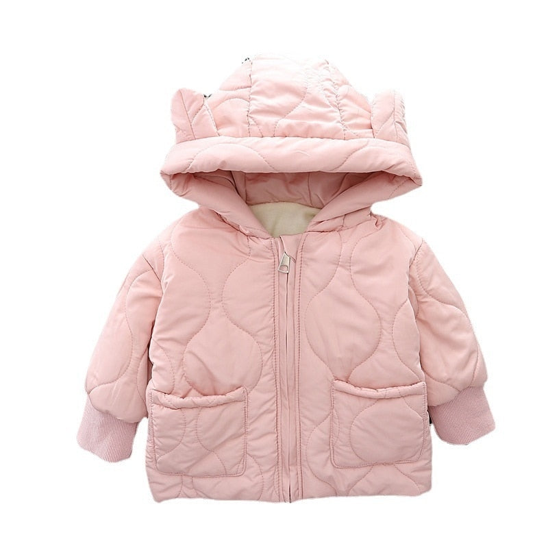 New Winter Children Thicken Clothes Baby Boys Girls Cotton Hooded Jacket Autumn Kids Toddler Fashion Coat Infant Casual Costume