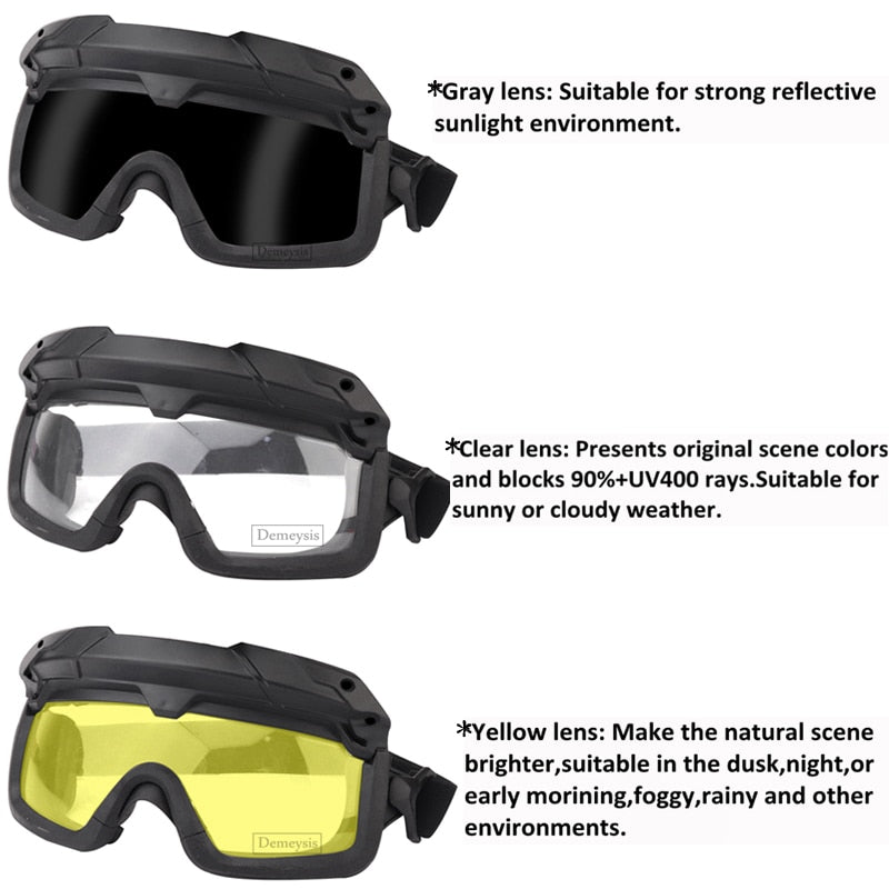 Tactical Airsoft Paintball Goggles Windproof Anti Fog CS Wargame Hiking Protection Goggles Fits for Tactical Helmet