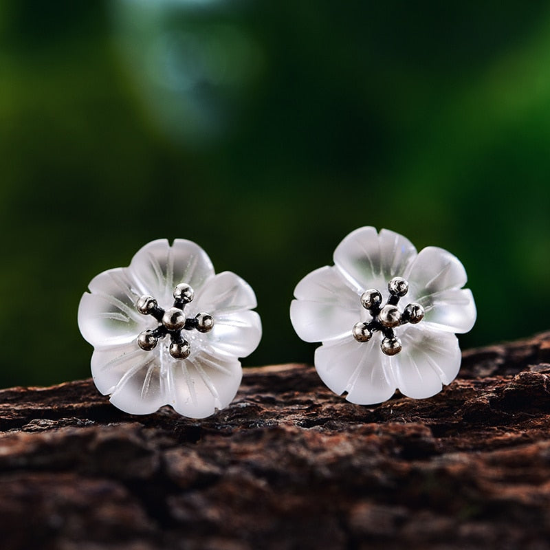 Lotus Fun Real 925 Sterling Silver Earrings Natural Crystal Gems Fine Jewelry Flower in the Rain Stud Earrings for Women Brincos