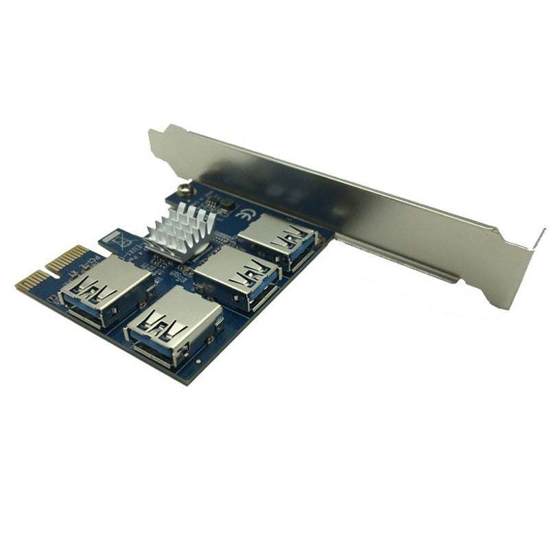 Adaptador PCI-E a PCI-E 1 Turn 4 Ranura PCI-Express 1x a 16x USB 3.0 Minería Tarjeta elevadora especial Convertidor PCIe para minería BTC Miner