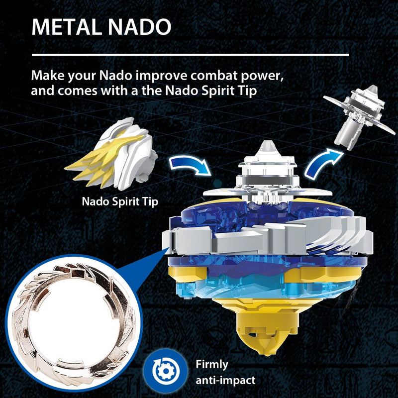 Infinity Nado 5 Deluxe Advanced Series Non Stop Battle Set Metallkreisel Kreisel mit magnetischem Launcher Anime Kid Toy