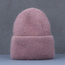 Sombrero de invierno de gran venta, sombreros de invierno de piel de conejo Real para mujer, gorros cálidos a la moda para mujer, gorro para la cabeza con cubierta sólida para adultos