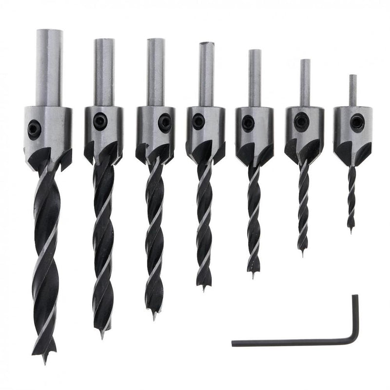 4/7pcs Flute Countersink Drill Bit Set Screw Woodworking Drill Press Set Reamer Screw Wood Tool 3-6mm