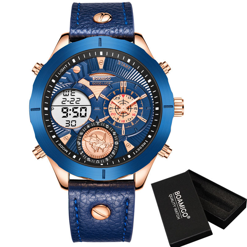 reloj hombre BOAMIGO 2020 military Fashion Men Watches Top Brand Luxury big  Sports digital analog leather Quartz Watch for Men