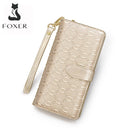 FOXER Brand Damen Lange Kuhleder Geldbörsen Damen Handtaschen Berühmte Designer Geldbörsen Damen Geldbörse Mode Weibliche Rindsleder Geldbörse