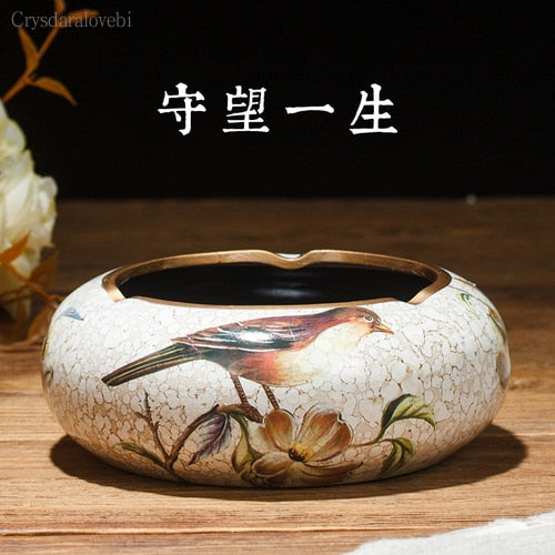 New Style Chinese Retro Ceramic Large with Lid Ashtray Modern Minimalist Creative Luxury Living Room Decoration Coffee Table