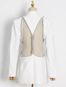 TWOTWINSTYLE Sexy Backless Diamond Blazer Tops Female Lapel Collar Long Sleeve Slim Hollow Out Women's Coat Fashion 2022 New