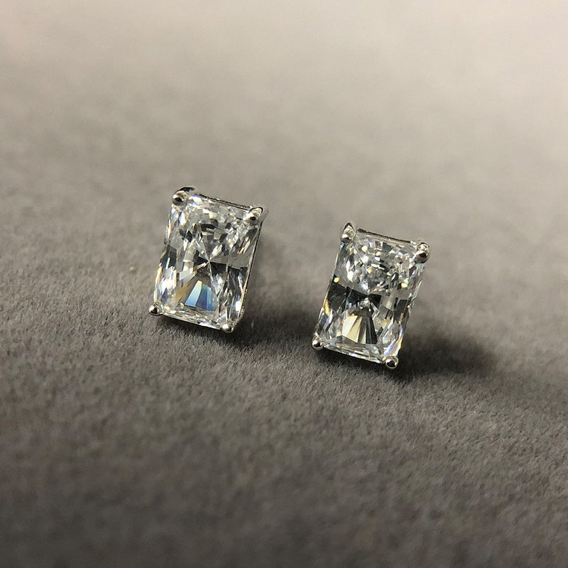 PANSYSEN Ohrstecker aus 100 % 925er Sterlingsilber, simulierter Moissanite-Diamant, 2 Karat, für Damen, Hochzeit, Verlobung, feiner Schmuck, Geschenk