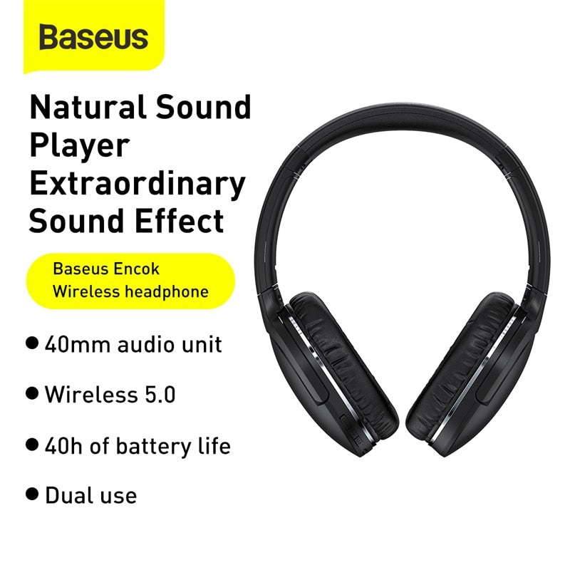 Baseus D02 Pro Auriculares inalámbricos Auriculares Bluetooth 5.0 Auriculares plegables Auriculares deportivos Auriculares para juegos Teléfono Fone Auriculares Bluetooth