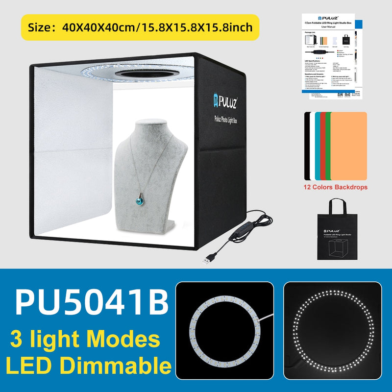 PULUZ 2LED Lightbox Light box Mini Photo Studio Box 1100LM Photography Box Light Studio Shooting Tent Box Kit &amp;6 Color Backdrops