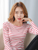 Fast Ship Basic Striped T-shirt Women Big Size S-5XL Multi Colors Casual Cotton Stretchy Long Sleeve Tops Tees Spring Autumn