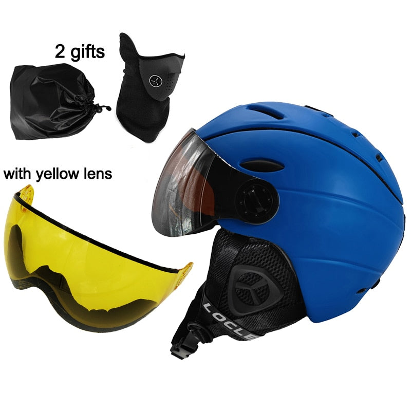 LOCLE CE-Zertifizierung Brille Skihelm In-Mold-Skihelm mit Brille Snowboard-/Skateboardhelm 5 Farben M/L/XL