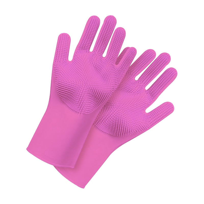 Magic Pet Grooming Gloves Silicone Dishwashing Scrubber Gloves Car Dish Washing Glove for Household Rubber Kitchen Cleaning Tool