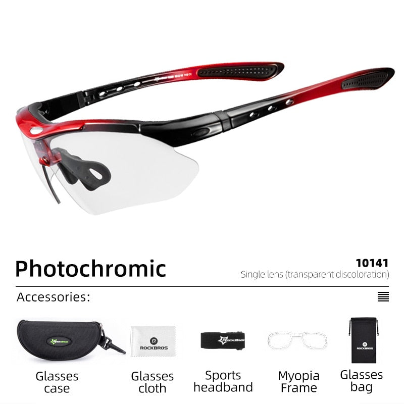 ROCKBROS Photochromic Cycling Glasses Bike Bicycle Glasses Sports Men&