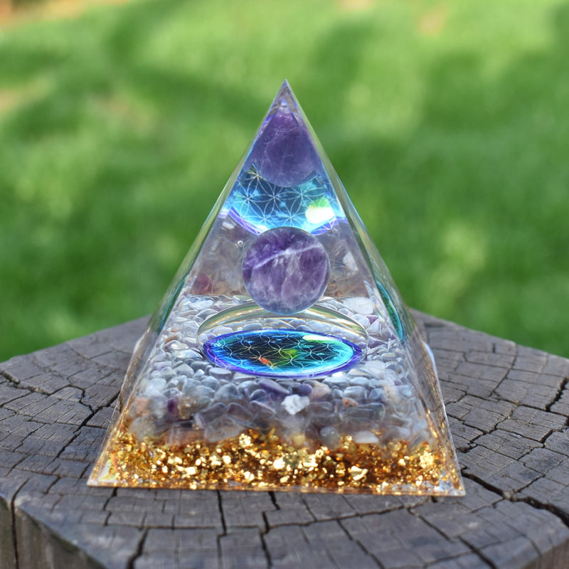 6cm Orgone Pyramid Obsidian and Lapis Lazuli Healing Crystal Energy Orgonite Pyramide Emf Protection Meditation Wholesale