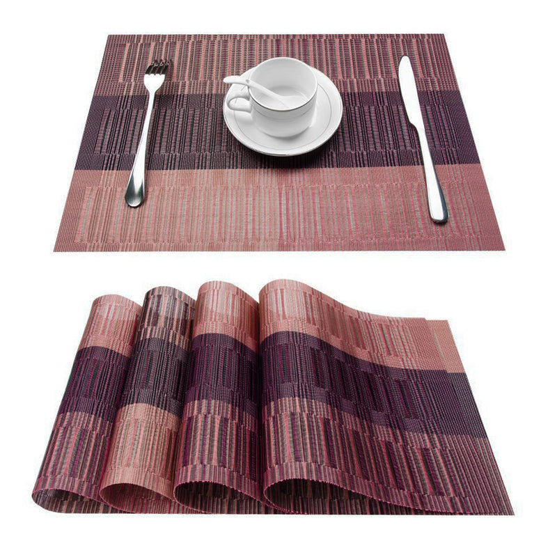 Set of 4 Table Placemats for Dining Table Woven Mats Non-slip Place Mats Set Cup Coaster Plastic Napkins for Kitchen and Home