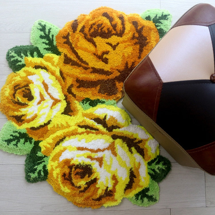 New arrival hot sale beautiful and soft rose rug for bathroom rose rug for stool rug  for stool