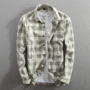 2019 Spring And Autumn Vintage China Style Classic Plaid Cotton Long Sleeve Blue Shirt Male Casual Slim Fit Shirt Import Clothes