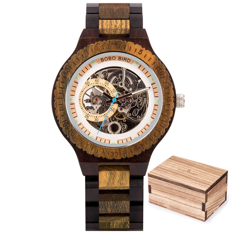 BOBO BIRD Holz Mechanische Uhr Männer Relogio Masculino Große Herrenuhren Top-Marke Luxusuhren erkek kol saati Dropshipping