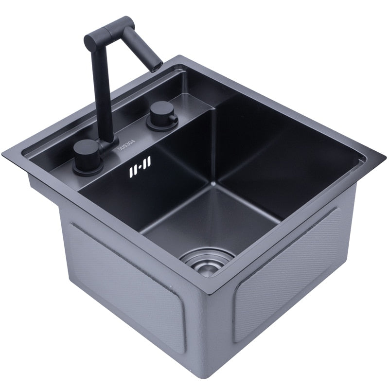 Black Hidden Kitchen sink Single bowl  Small Size 304 Stainless Steel Balcony Conceale