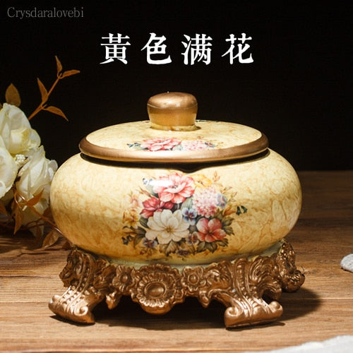 New Style Chinese Retro Ceramic Large with Lid Ashtray Modern Minimalist Creative Luxury Living Room Decoration Coffee Table