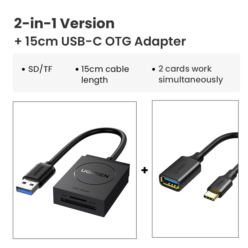 UGREEN USB 3.0 Kartenleser SD Micro SD TF CF MS Compact Flash Kartenadapter für Laptop Multi Card Reader 4 in 1 Smart Card Reader