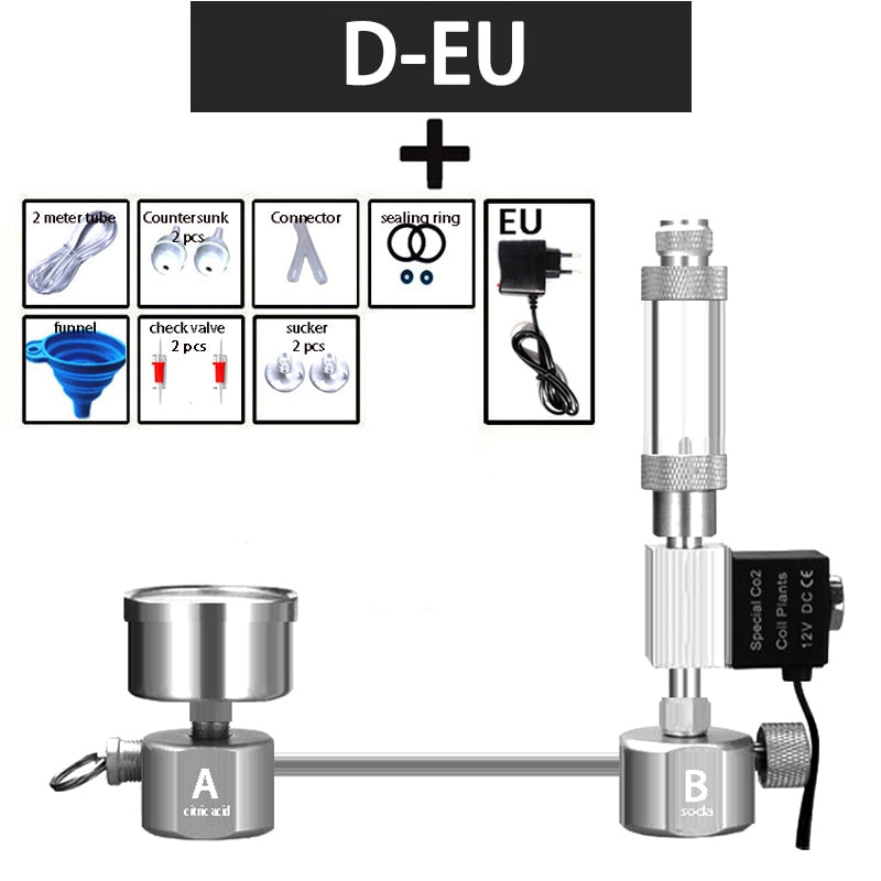 ZRDR Aquarium DIY CO2-Generator-System-Kit CO2-Generator, Blasenzähler-Diffusor mit Magnetventil, Für / Wasserpflanzenwachstum