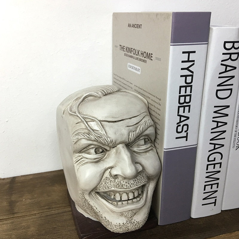 ERMAKOVA Resin Here's Johnny Statue Creative Bookshelf Bookend Library Funny-face Home Decoration Desktop Ornament Gift