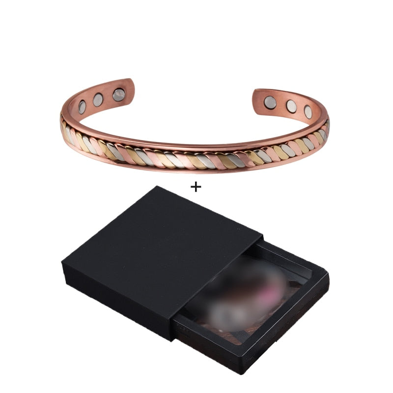 Magnetic Copper Bracelet for Women Rose Gold Color Adjustable Cuff Bangle Health Energy Magnetic Bracelets for Arthritis Pain