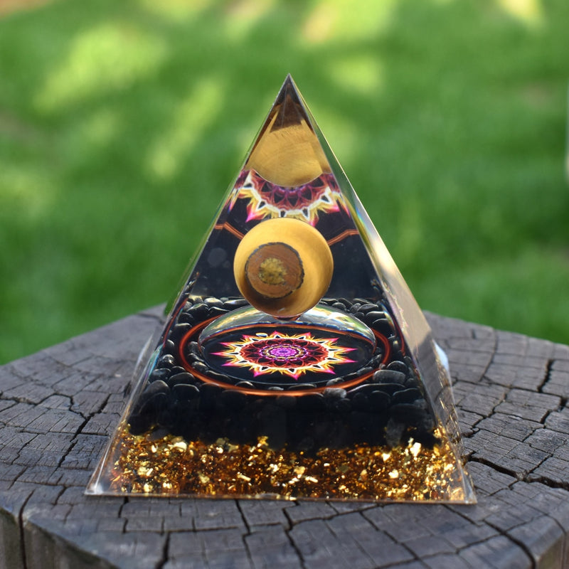 6cm Orgone Pyramid Obsidian and Lapis Lazuli Healing Crystal Energy Orgonite Pyramide Emf Protection Meditation Wholesale